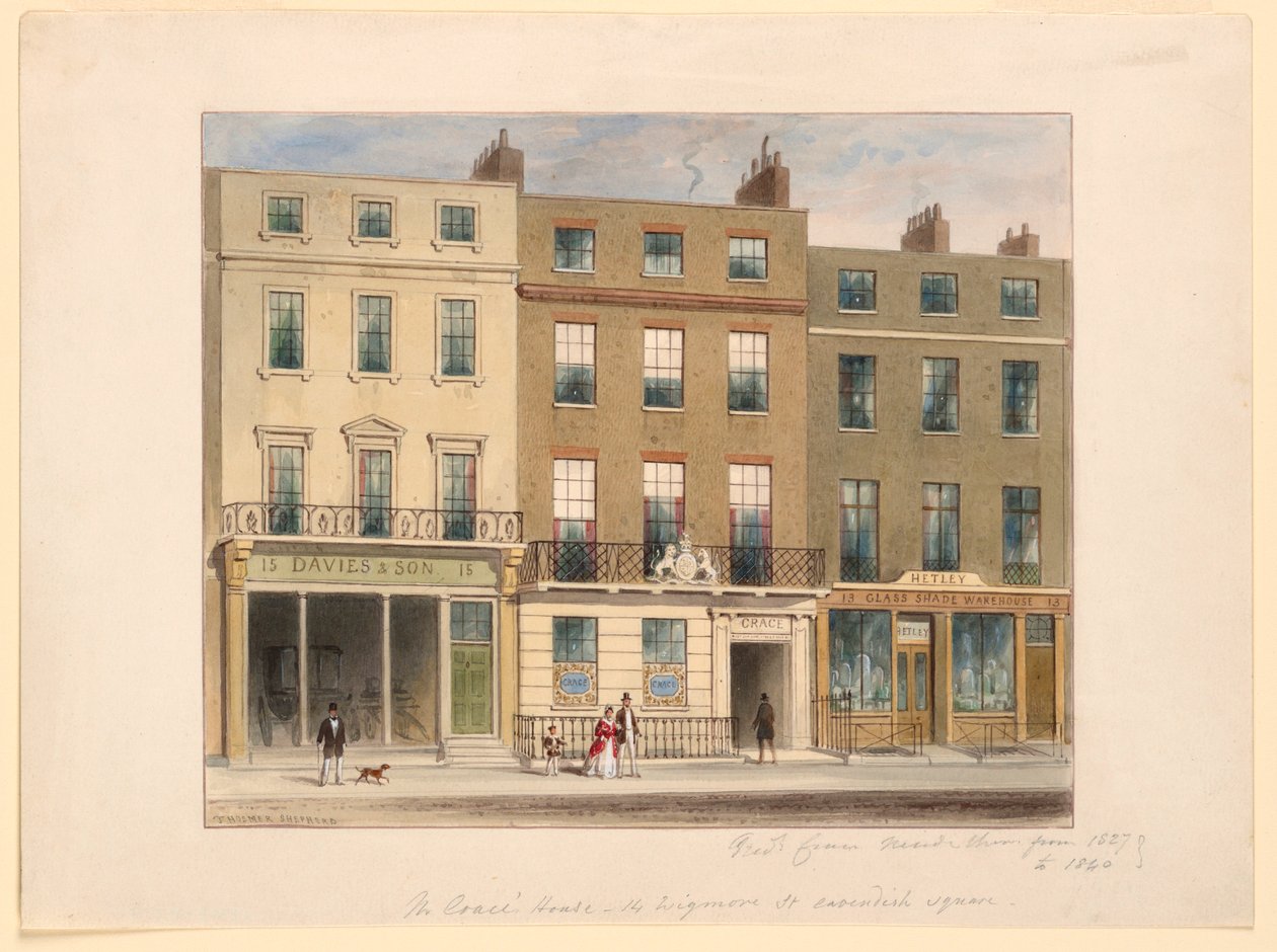 Ulkopuoli, Frederick Crace and Son Establishment, 14 Wigmore Street, Lontoo tekijältä Frederick Crace