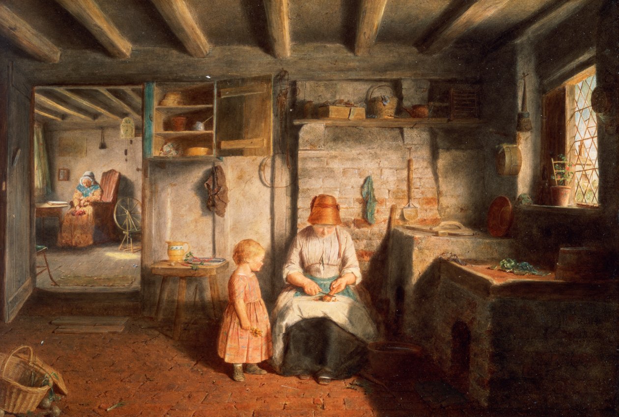 Valmistautuminen illalliseen, 1854 (paneeli) tekijältä Frederick Daniel Hardy