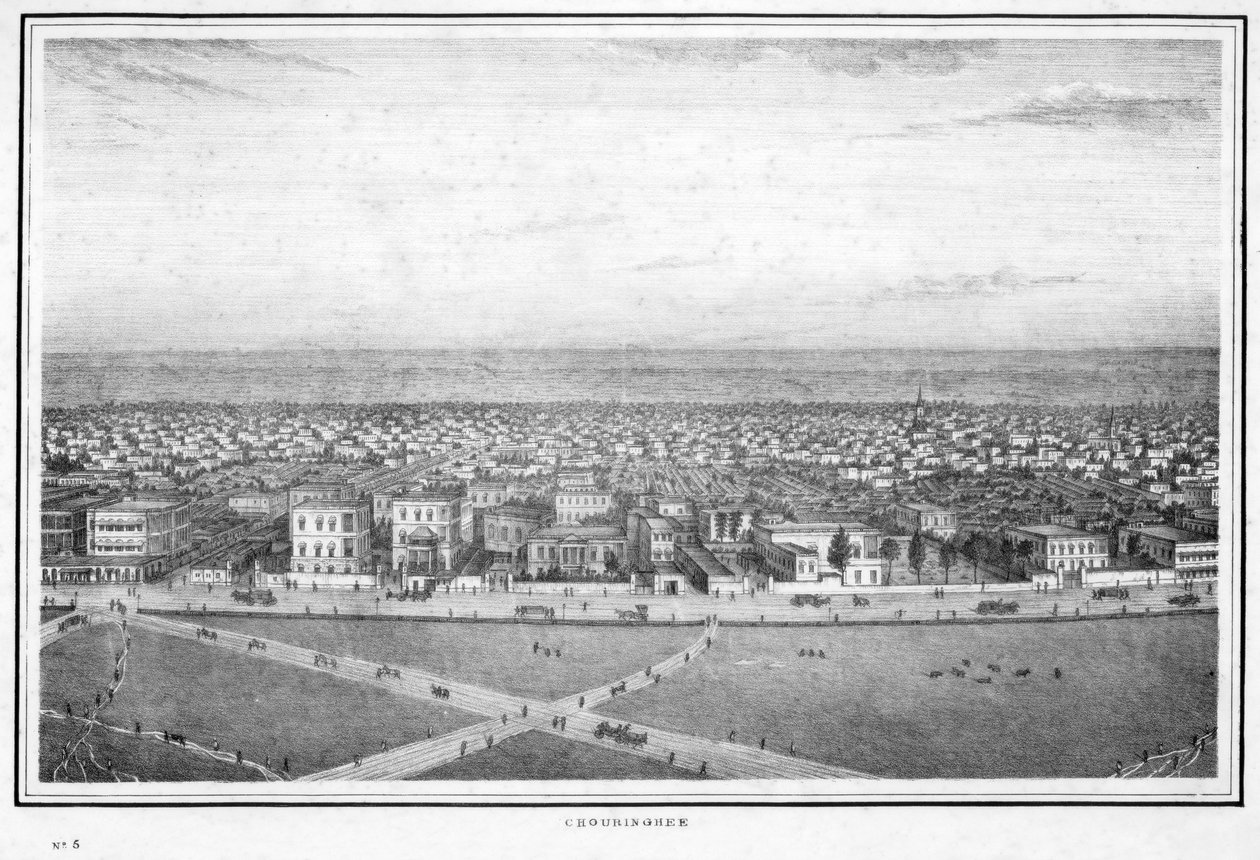 Chowringhee, Kalkutta, Intia, 1840-luku. tekijältä Frederick Fiebig