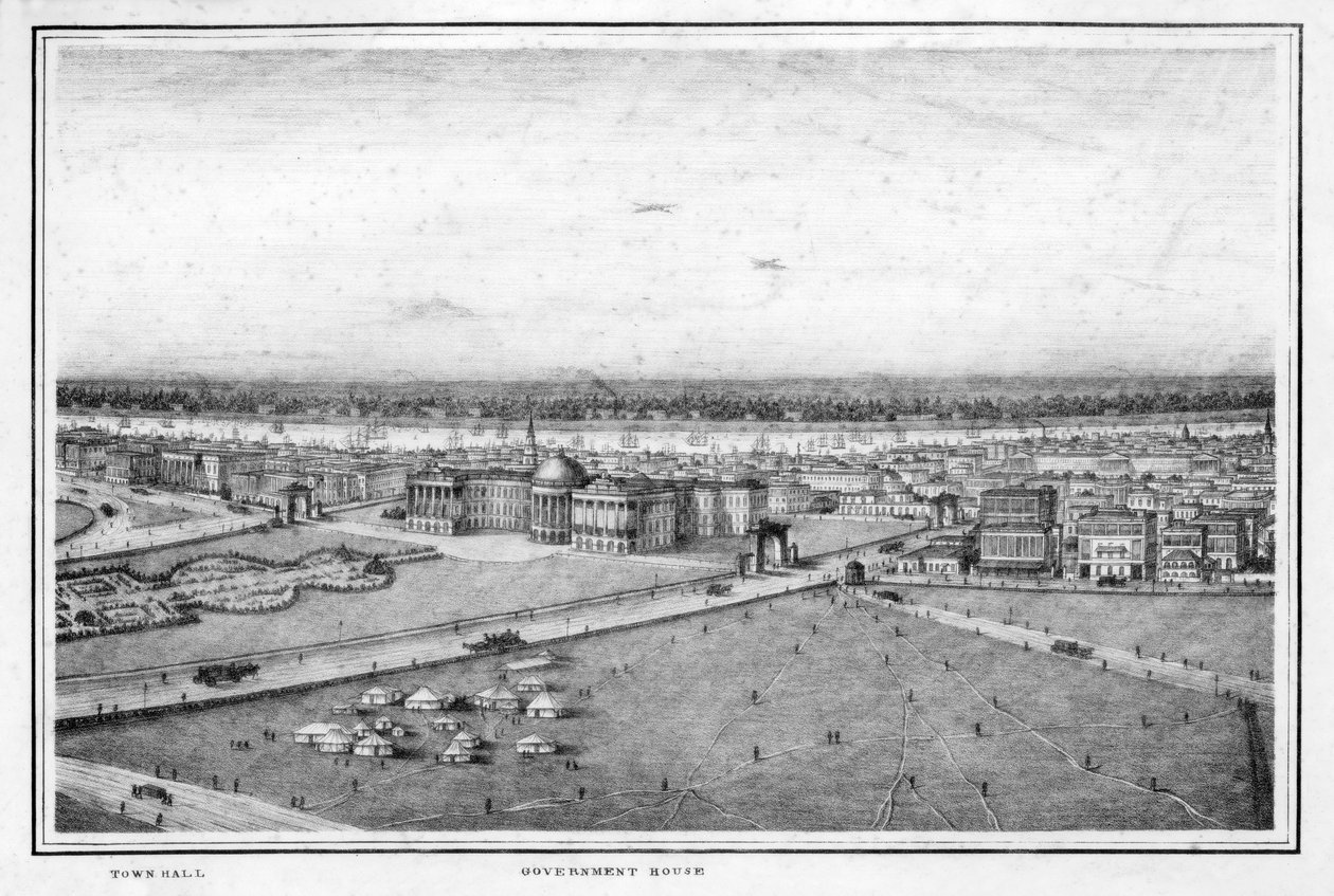 Hallituksen talo ja kaupungintalo, Kalkutta, Intia, 1840-luku. tekijältä Frederick Fiebig