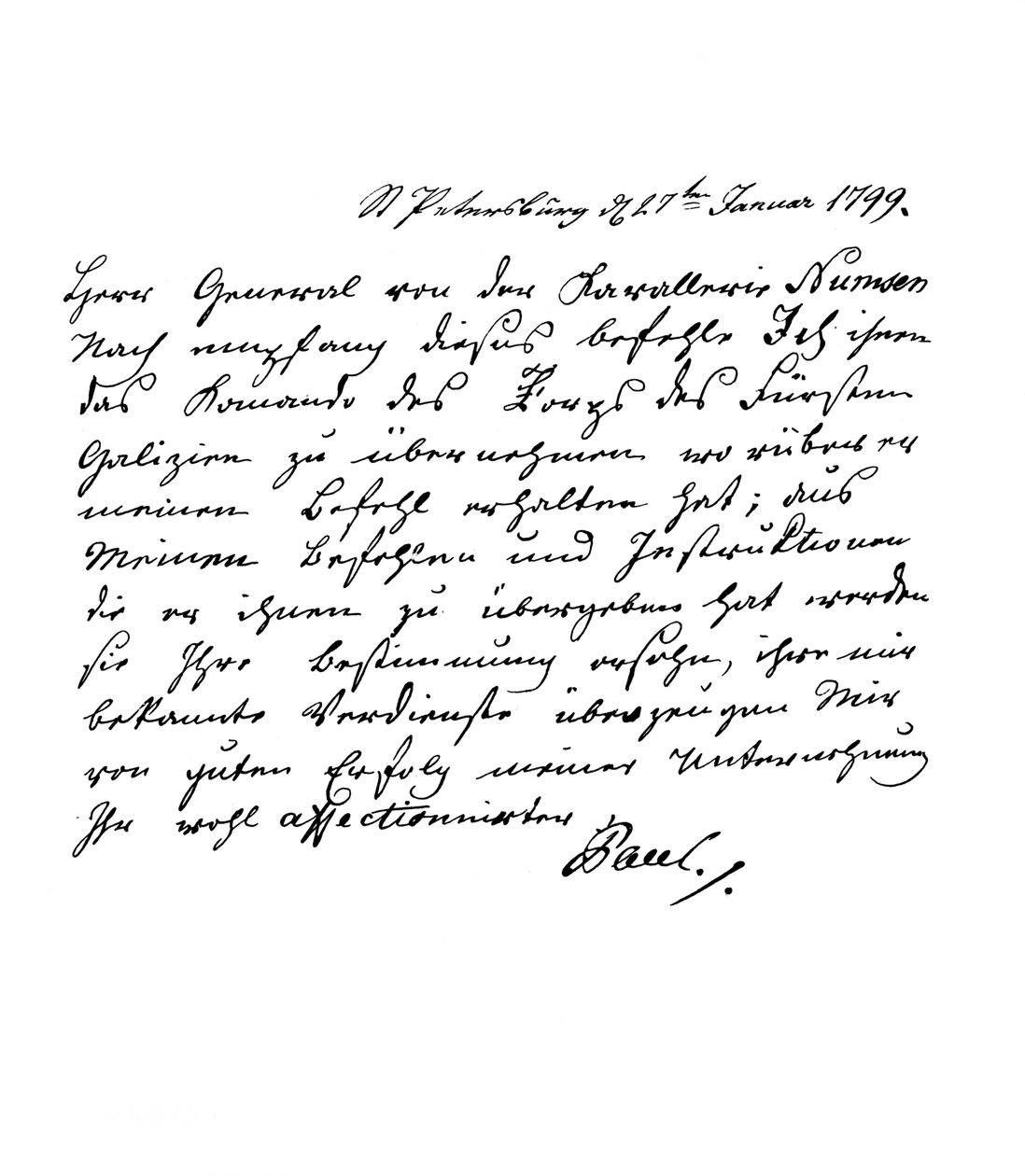 Venäjän keisarin Paavali I:n kirje kenraali Numsenille, 1799 1865. tekijältä Frederick George Netherclift