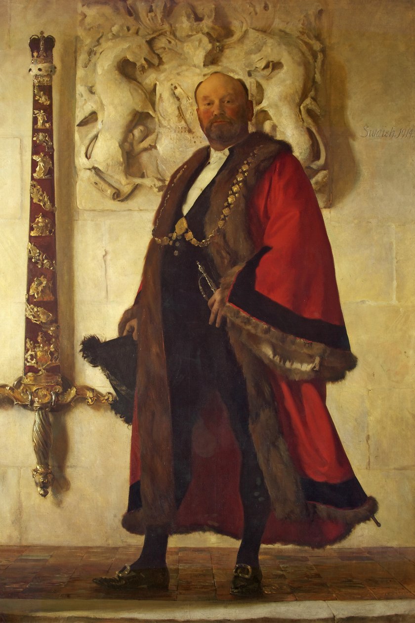 Alderman Sir John Swaish, Lord Mayor, n. 1915 (öljy kankaalle) tekijältä Frederick George Swaish