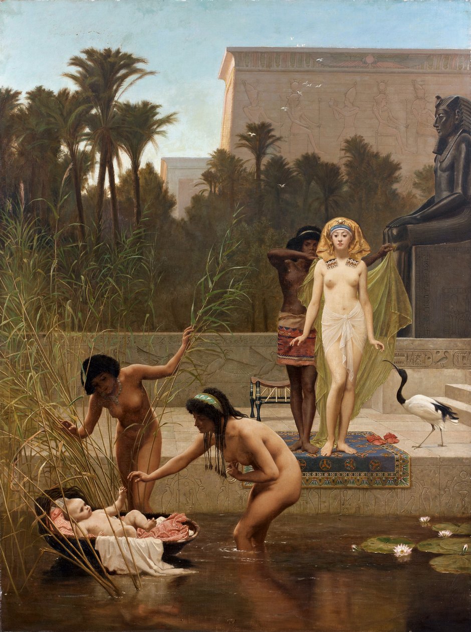 Mooses pelastaa vedet - Goodall, Frederick (1822-1904) Mooseksen löytäminen. Öljy kankaalle, koko: 152,4x114 tekijältä Frederick Goodall