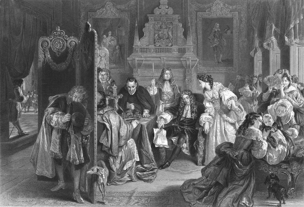 James II saa uutisia Oranssin prinssin laskeutumisesta v. 1890 tekijältä Frederick Heath