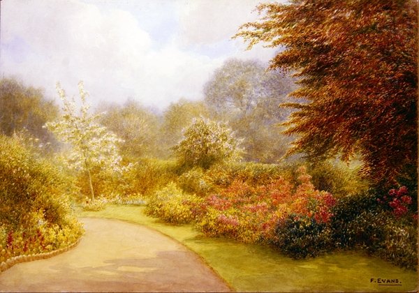 Azaleas Rectory Gardens, Brockhurst Hill (akvarelli paperille) tekijältä Frederick Henry Evans