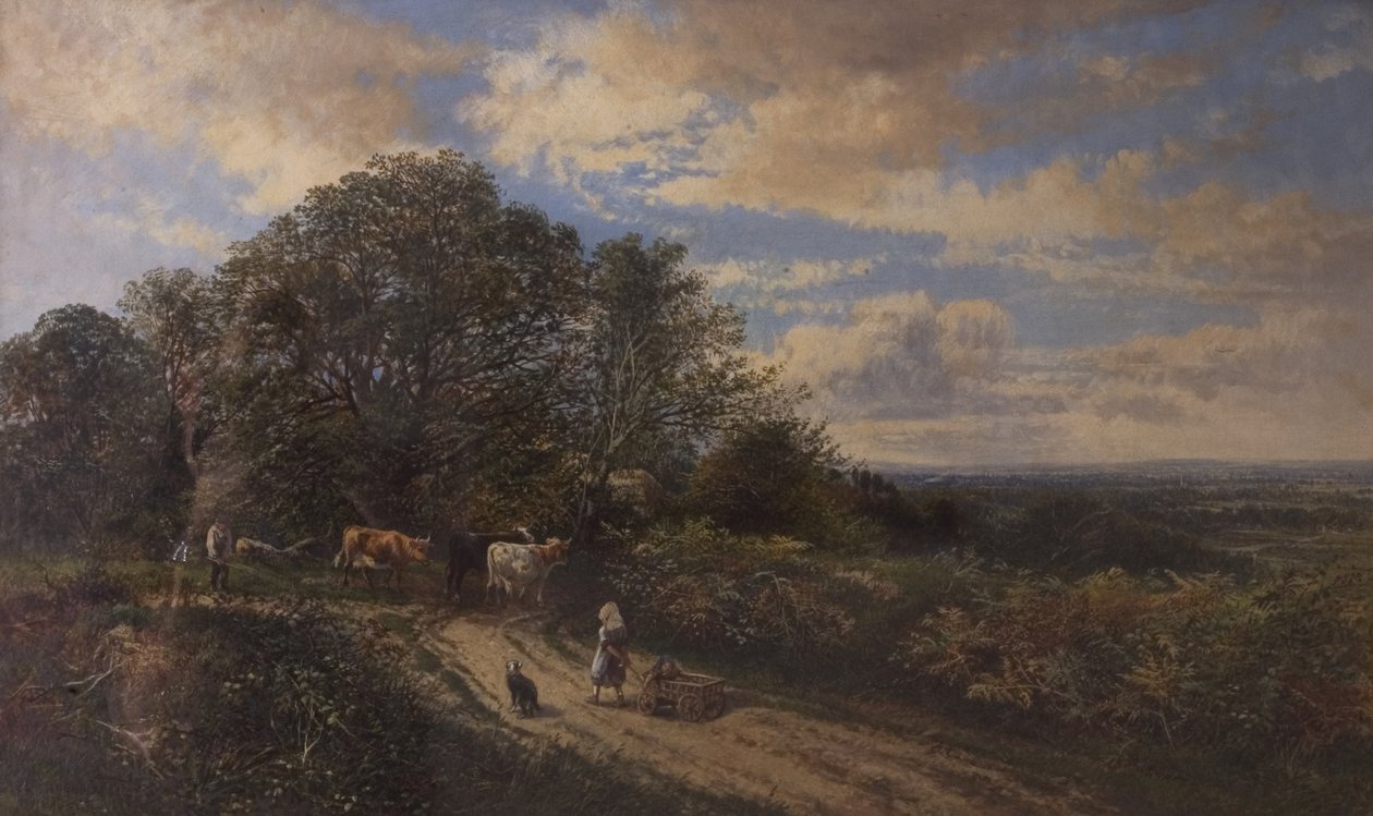 Maisema karjan kanssa, 1800-luvun loppu tekijältä Frederick Henry Henshaw