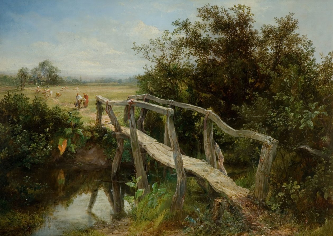 Vanha kävelysilta Cole-joen yli Yardleyssa, 1890. tekijältä Frederick Henry Henshaw