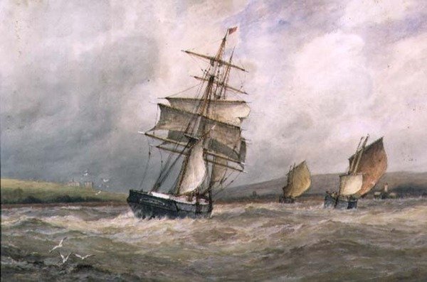 Adur-joen suu (vesivärimaalaus) tekijältä Frederick James Aldridge