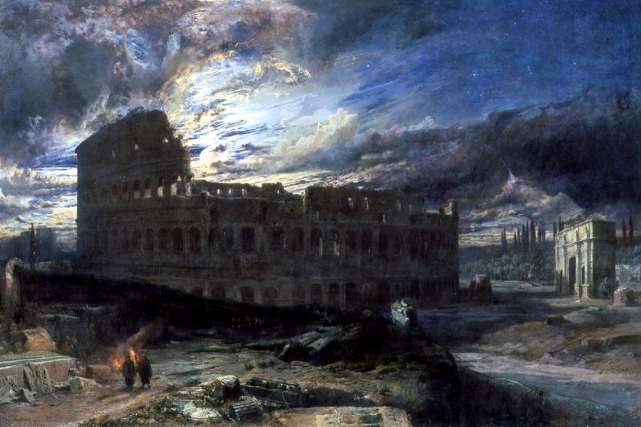 Rooman Colosseum Moonlightissa, 1859 tekijältä Frederick Lee Bridell