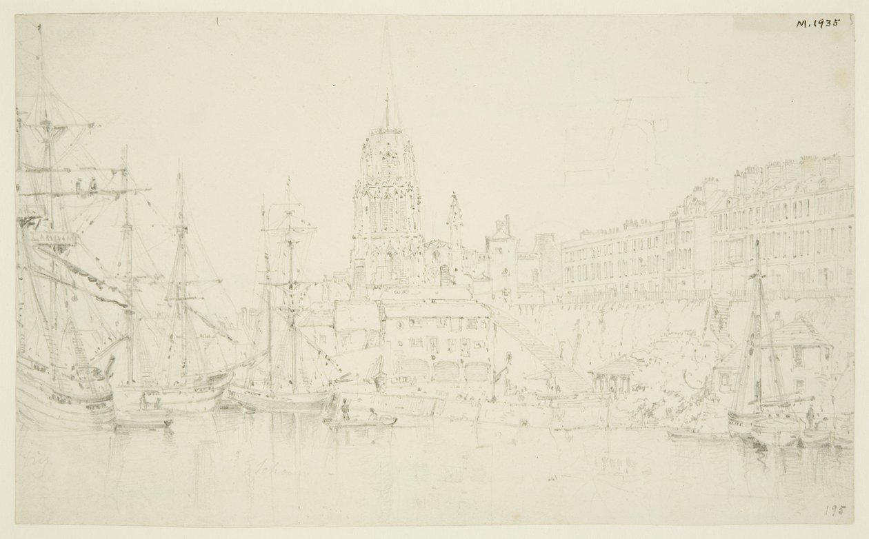 St Mary Redcliffe ja Redcliffe Wharf Prince Street Bridgestä tekijältä Frederick Mackenzie