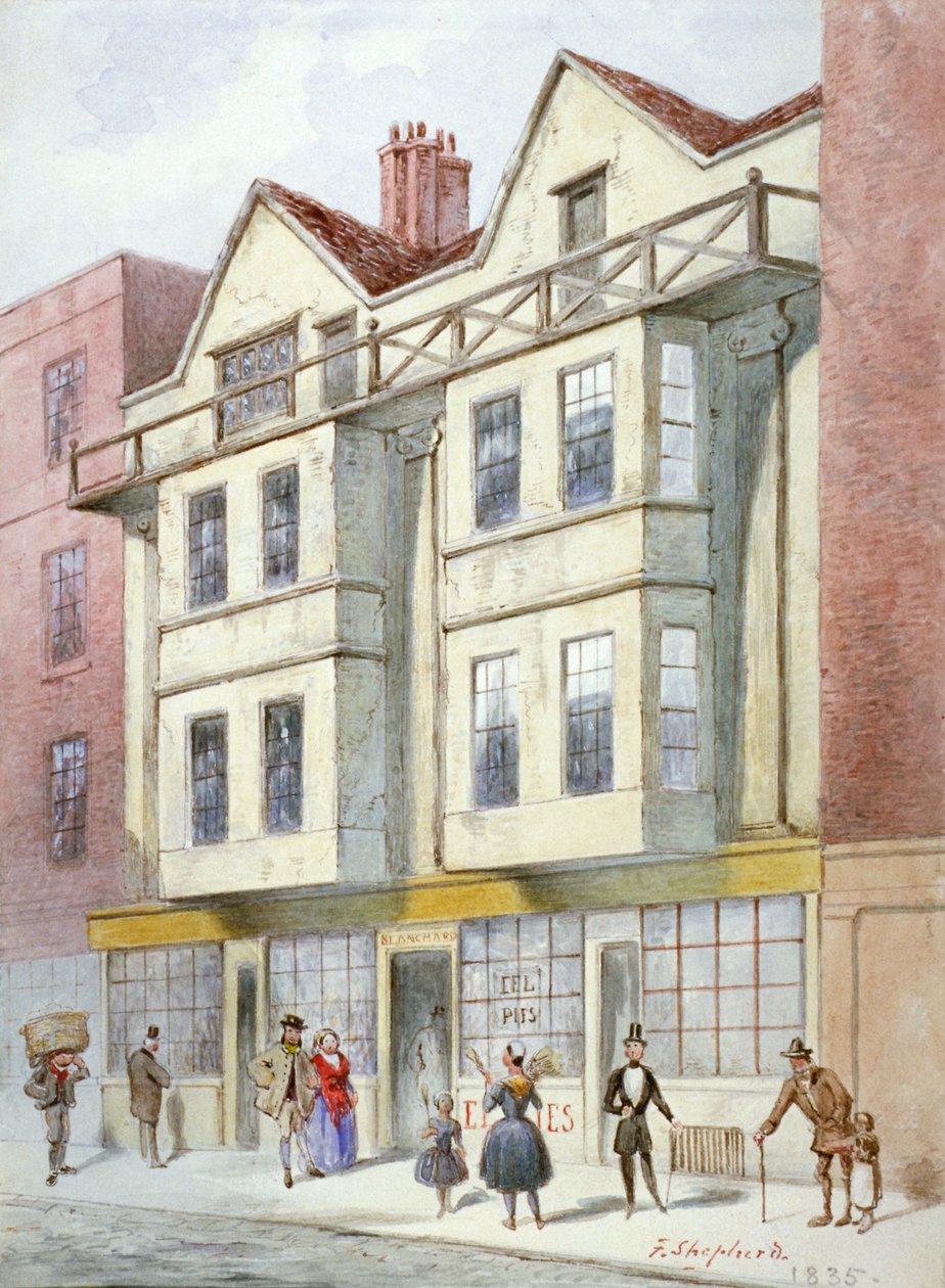 Blanchardin toimitilat, Fleet Street, Lontoo, 1835 tekijältä Frederick Napoleon Shepherd
