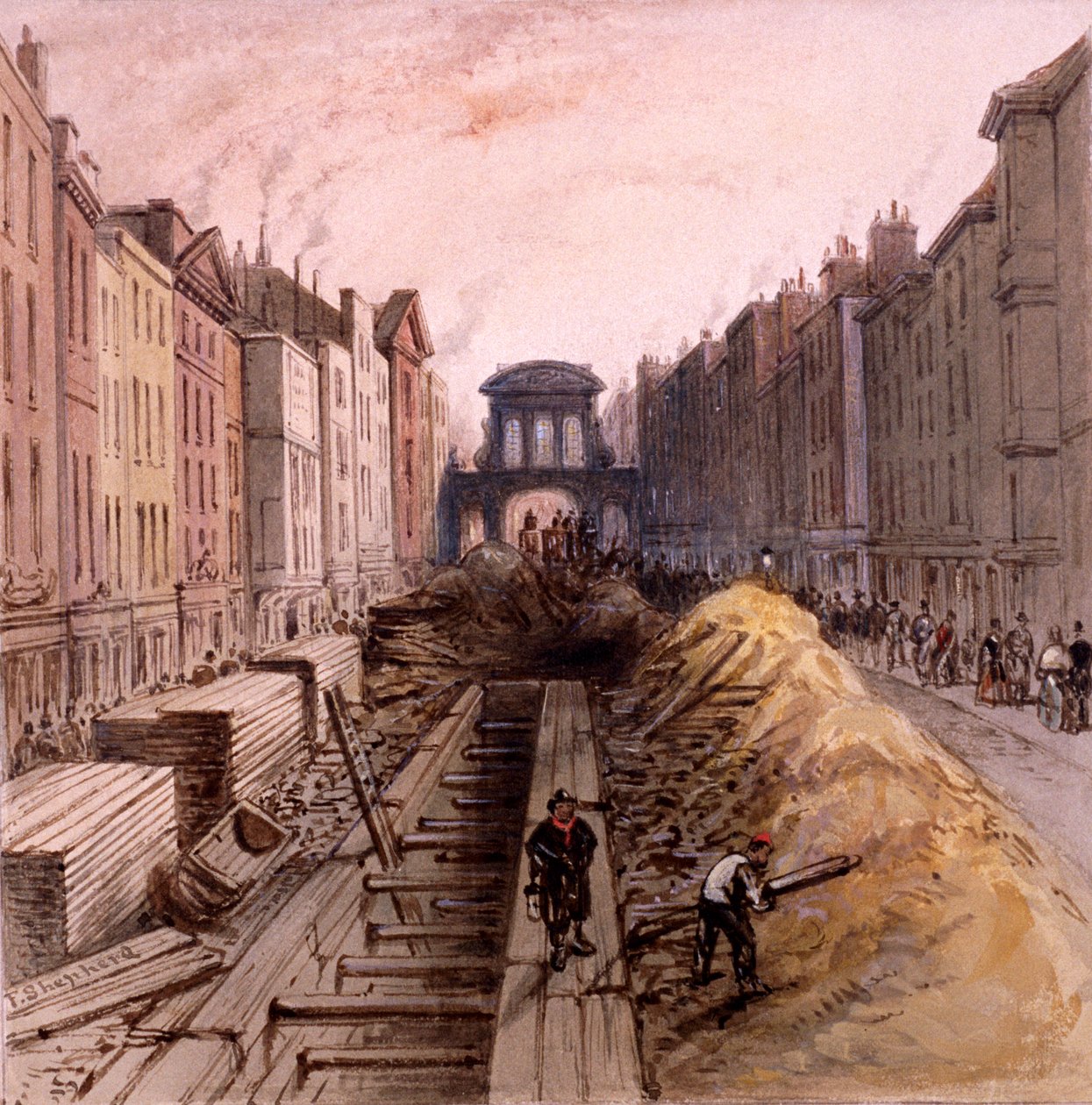 Fleet Street, Lontoo, 1845 tekijältä Frederick Napoleon Shepherd