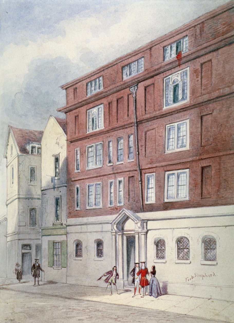 Titus Oatesin asuinpaikka, Oat Lane, Lontoo, 1845. tekijältä Frederick Napoleon Shepherd