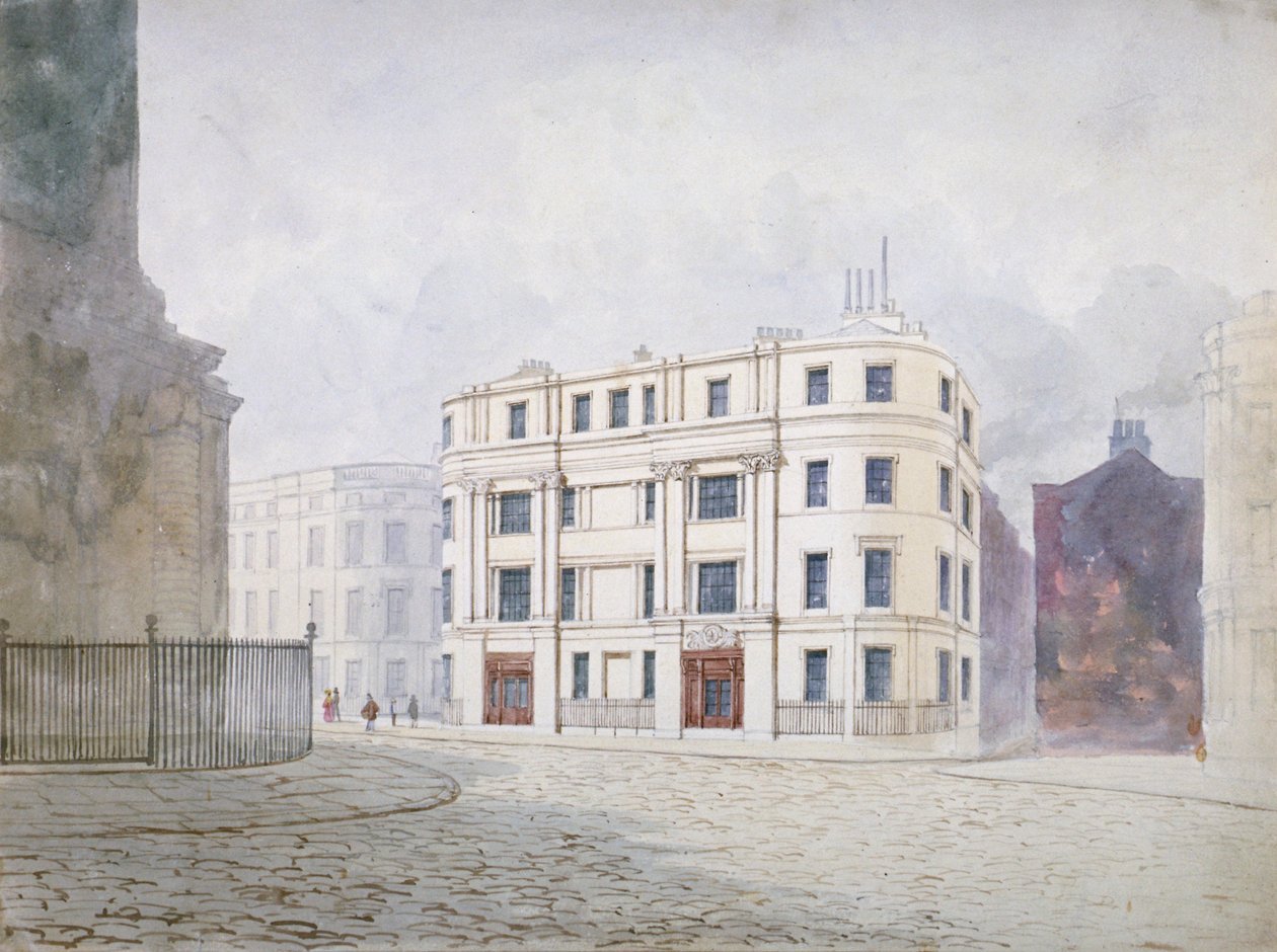 Näkymä etelään King William Streetin länsipäässä Lontoon Cityssä, 1850 tekijältä Frederick Napoleon Shepherd