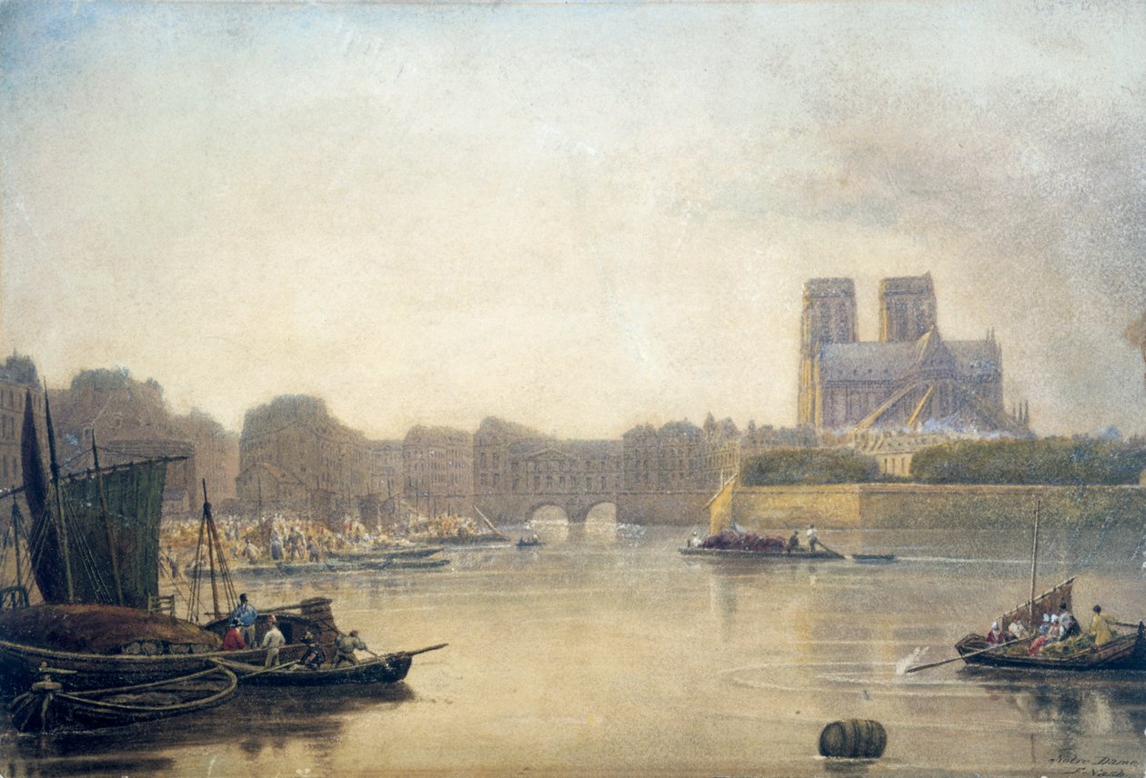 Notre Dame, Pariisi, 1800-luku tekijältä Frederick Nash