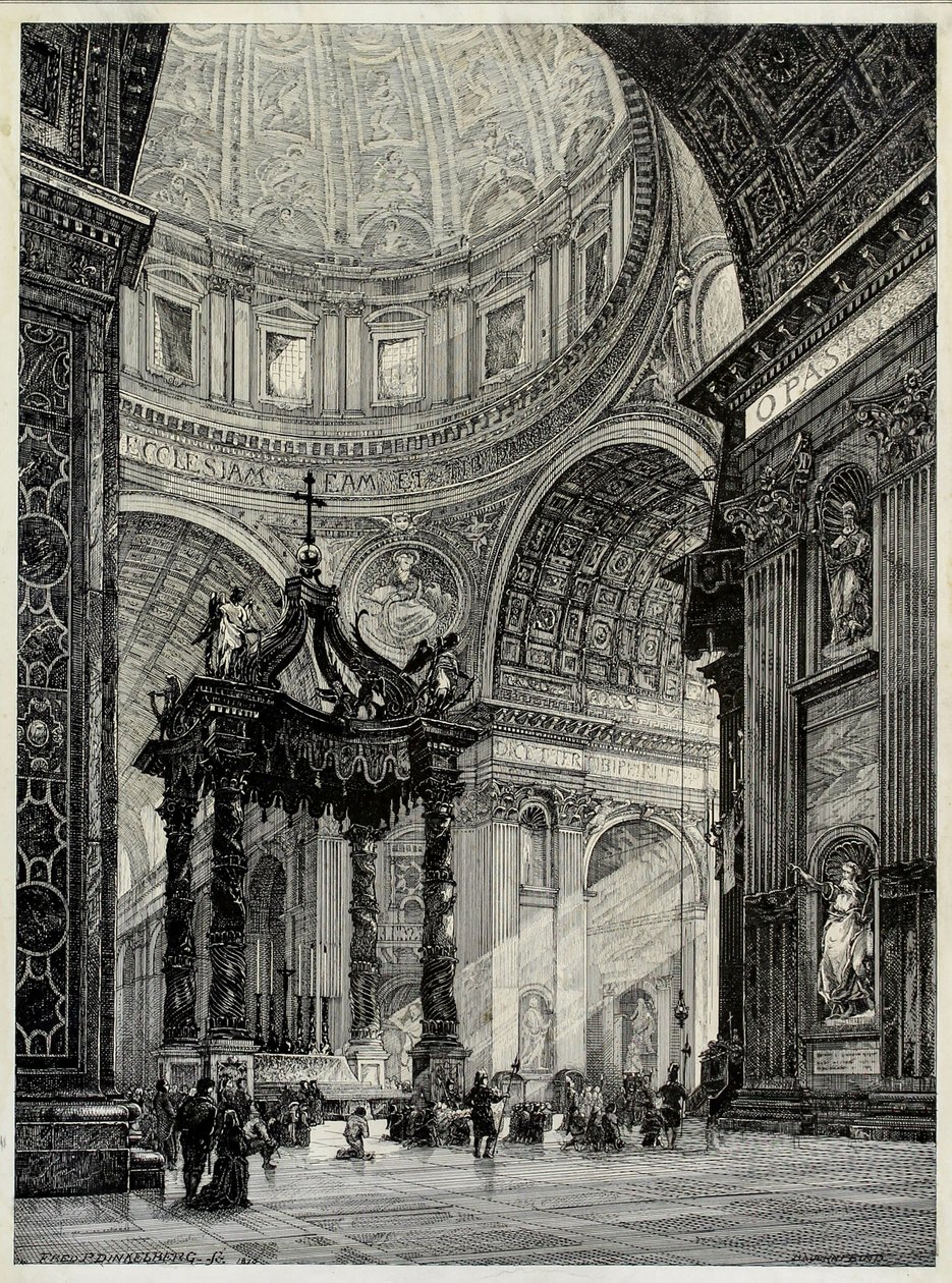 Pietarinkirkko, Rooma, Italia, Sisäkuva, 1878. tekijältä Frederick P Dinkelberg