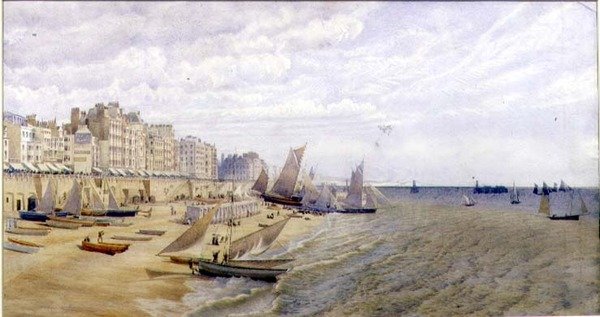 The Front, Brighton, n. 1870 (akvarelli paperille) tekijältä Frederick Pepys Cockerell