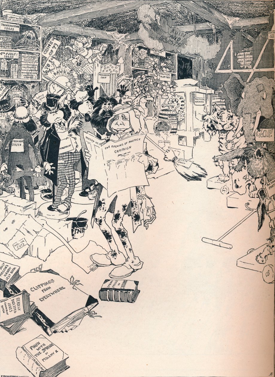 Viisaan sarjakuvapiirtäjän asuntohuone, c1890 tekijältä Frederick Richardson