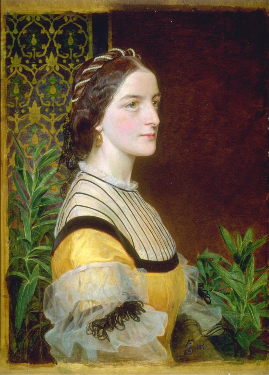 Muotokuva naisesta, luultavasti Anne Simms Reeve, Brancaster Hall, Norfolk. tekijältä Frederick Sandys