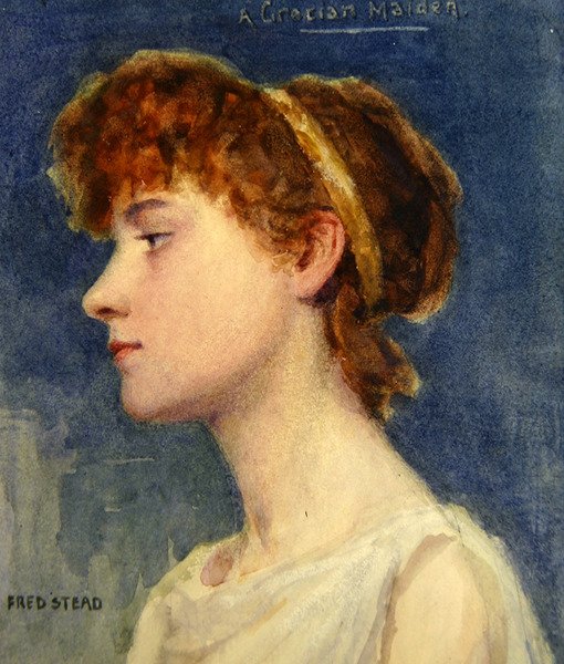 Kreikkalainen neito, n. 1890 (akvarelli paperille) tekijältä Frederick Stead