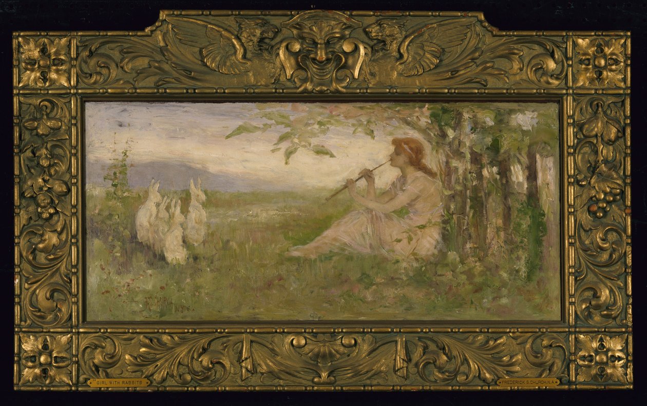 Tyttö kanien kanssa, 1886. tekijältä Frederick Stuart Church