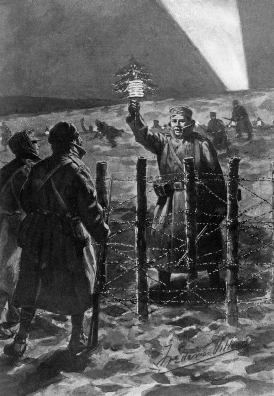 Joulutapahtuma lännen haudoissa, joulukuussa 1914, 1920. tekijältä Frederick Villiers