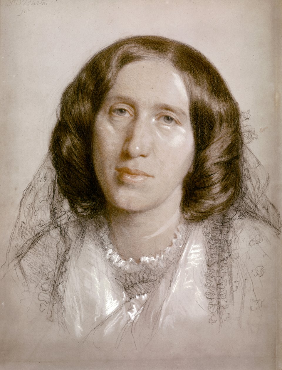 George ELIOT, muotokuva 1865 (paperi, liitu) tekijältä Frederick William Burton