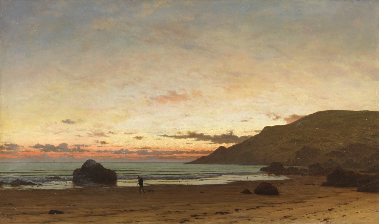 Rannikkokohtaus miehen ja koiran kanssa, 1886 tekijältä Frederick William Meyer