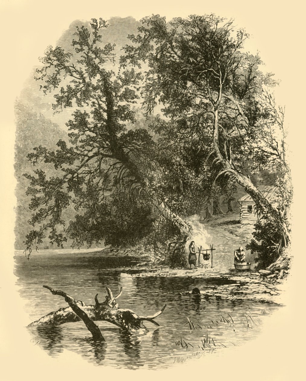"Susquehannan pohjoinen haara, Hunlocks", 1874. tekijältä Frederick William Quartley