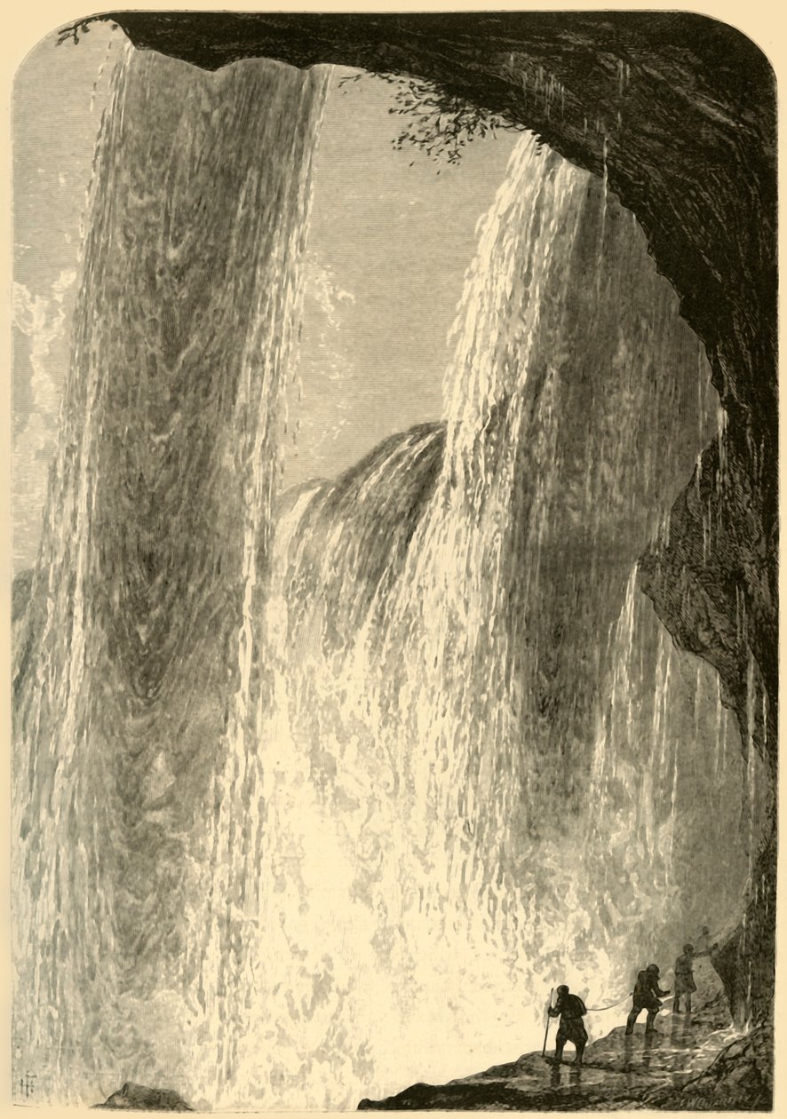 "Under the Falls, Canada Side", 1872. tekijältä Frederick William Quartley