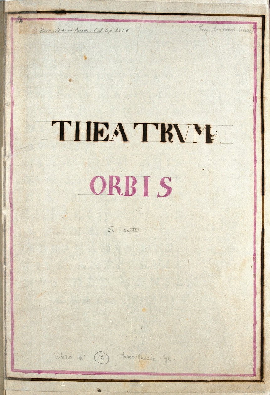 The Atlas Theatre Orbisin kansilehti (etsaus). tekijältä Frederick de Wit