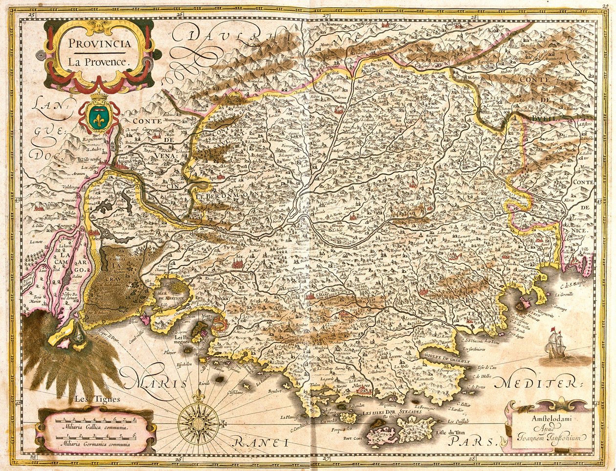 Provencen kartta (Ranska) (etsaus tekijältä Frederick de Wit