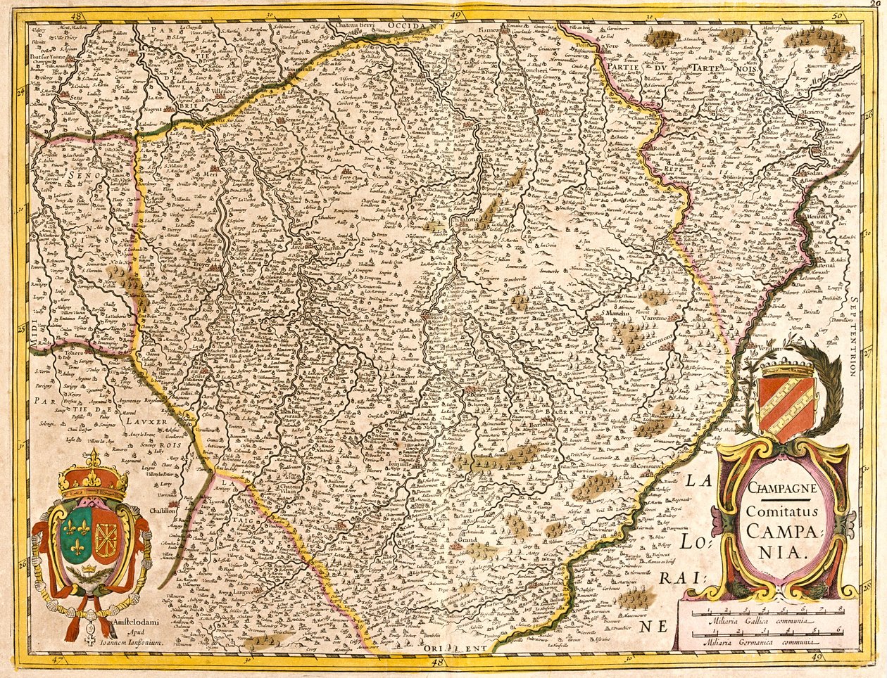 Champagnen kreivin kartta (Ranska) (etsaus tekijältä Frederick de Wit