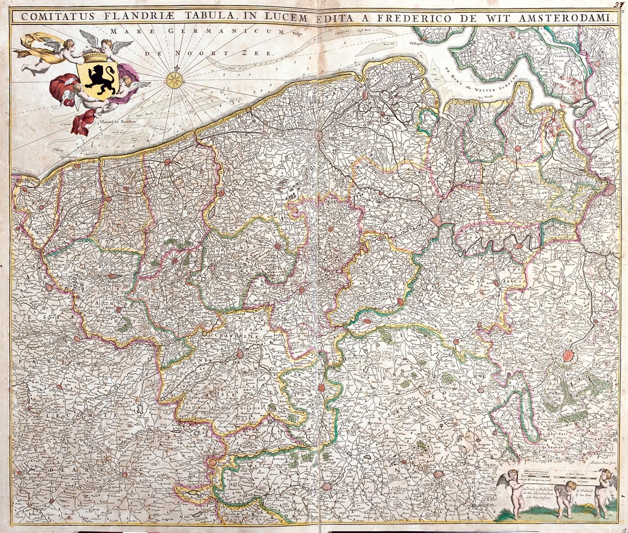 Flanderin kreivin kartta (Ranska ja Belgia) (etsaus tekijältä Frederick de Wit