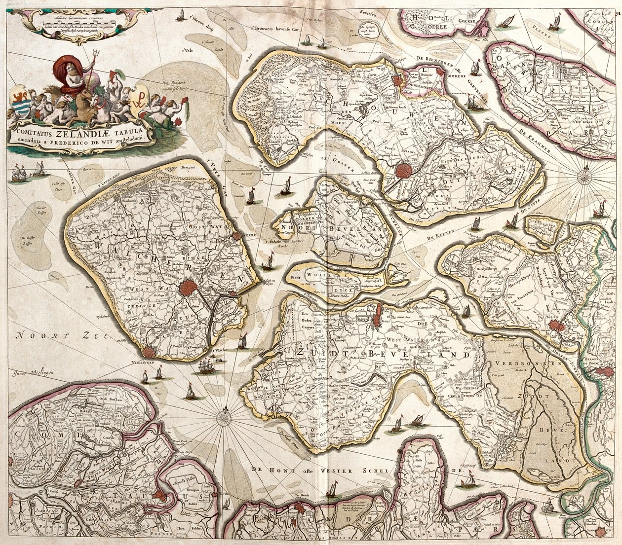 Zelanden kreivin kartta (Alankomaat) (etsaus tekijältä Frederick de Wit