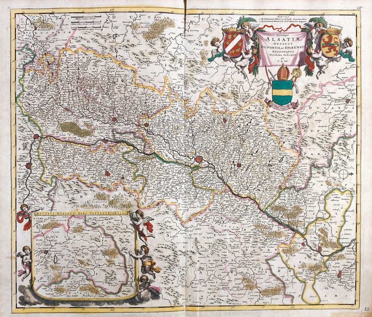 Alsacen herttuakunnan kartta (Ranska) (etsaus tekijältä Frederick de Wit