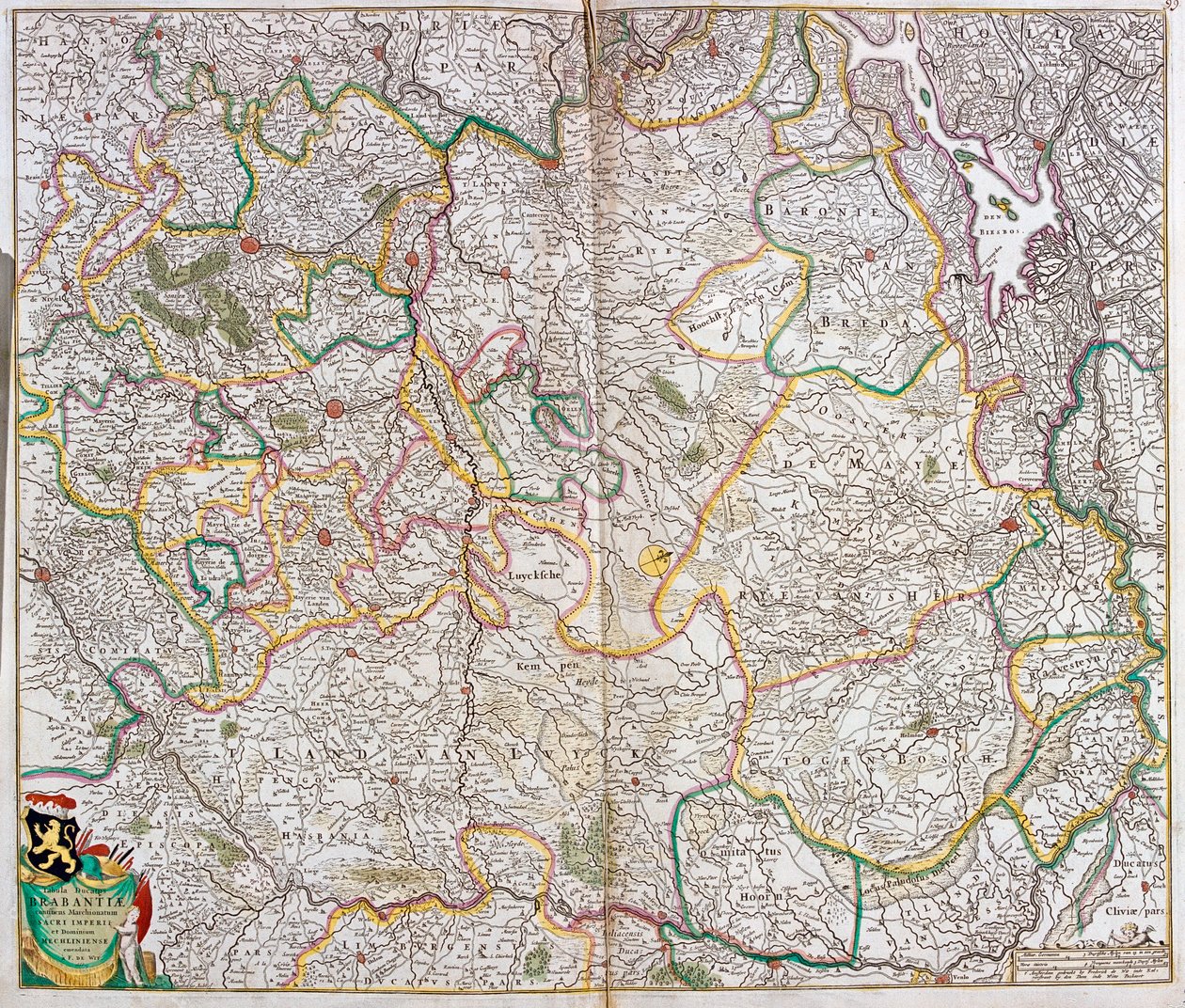 Brabantin herttuakunnan kartta (Belgia, Alankomaat) (etsaus tekijältä Frederick de Wit