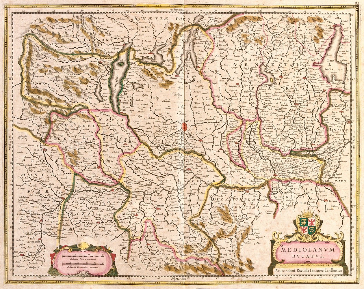 Milanon herttuakunnan kartta (Italia) (etsaus tekijältä Frederick de Wit