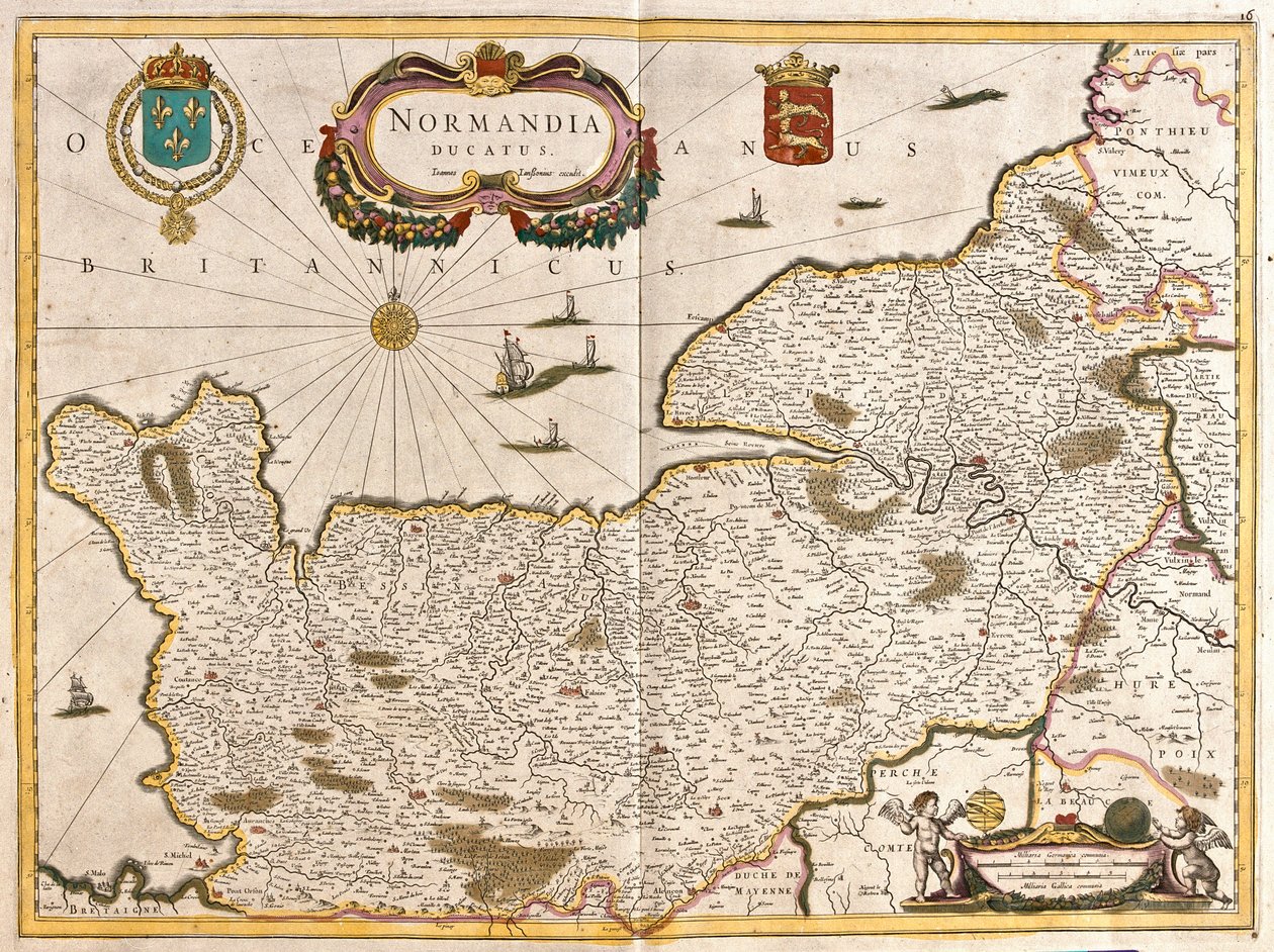 Normandian herttuakunnan kartta (Ranska) (etsaus tekijältä Frederick de Wit