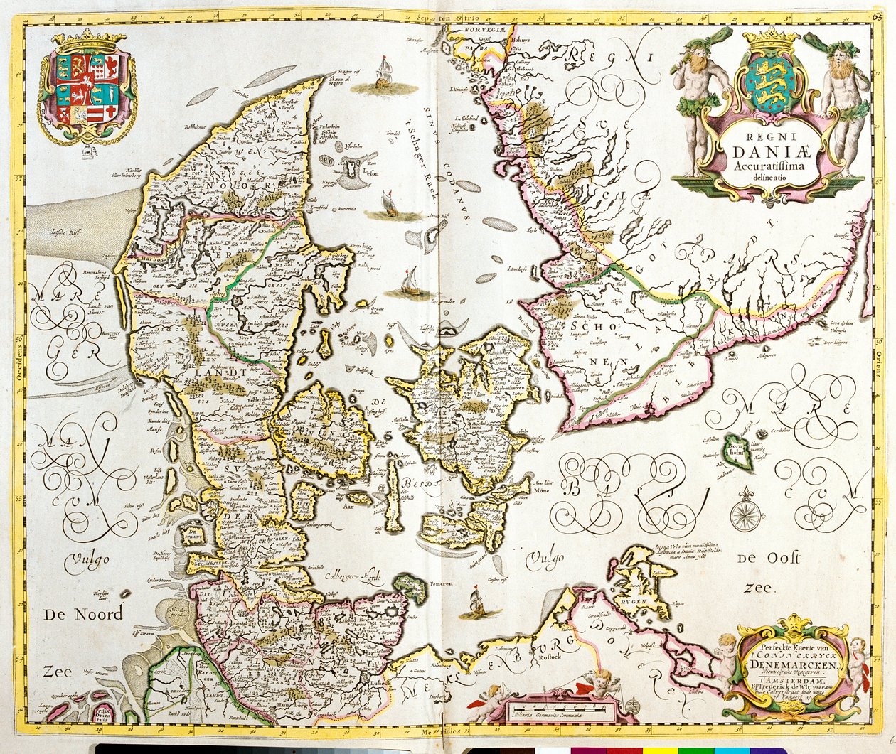Tanskan kuningaskunnan kartta (etsaus tekijältä Frederick de Wit