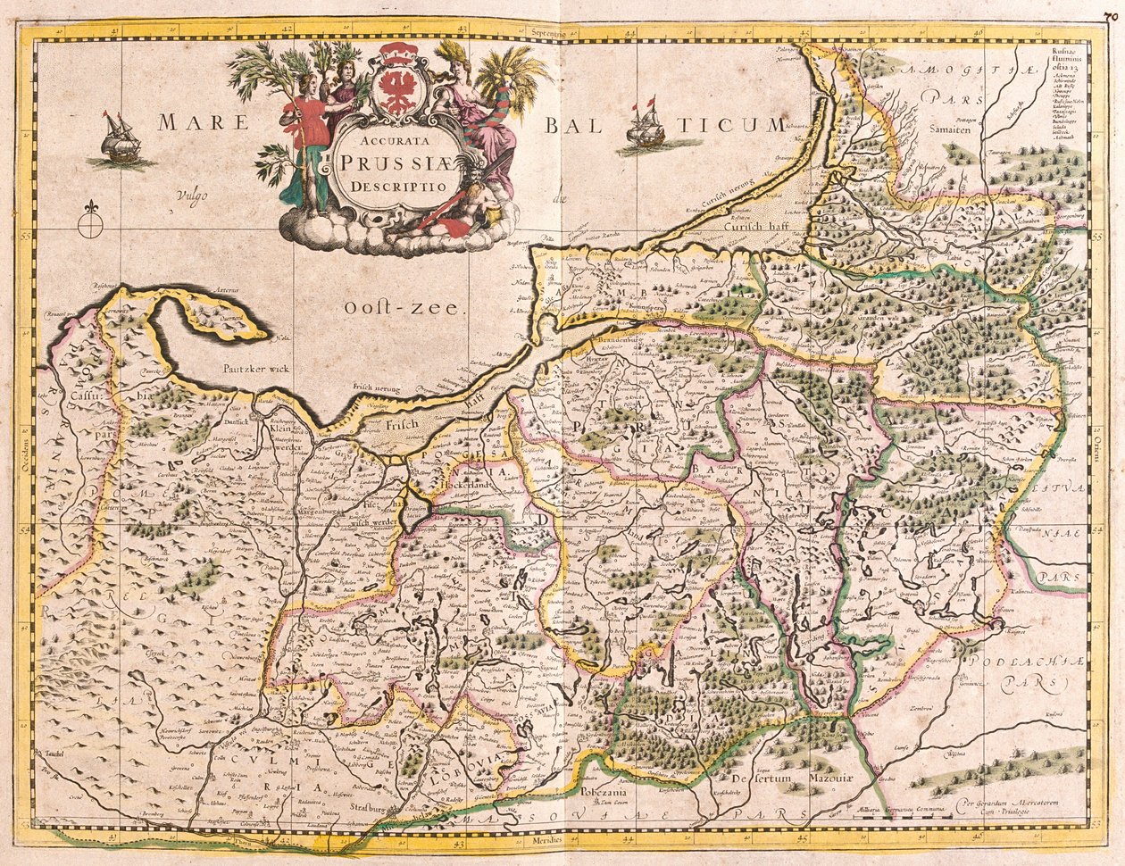 Preussin kuningaskunnan (Saksa) kartta (etsaus tekijältä Frederick de Wit