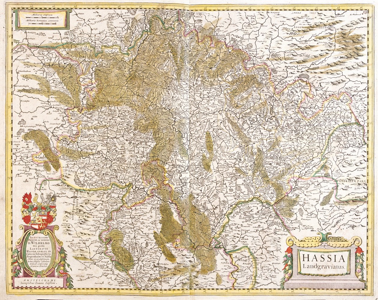 Kartta Hessenin (Saksa) landgravesta (etsaus tekijältä Frederick de Wit