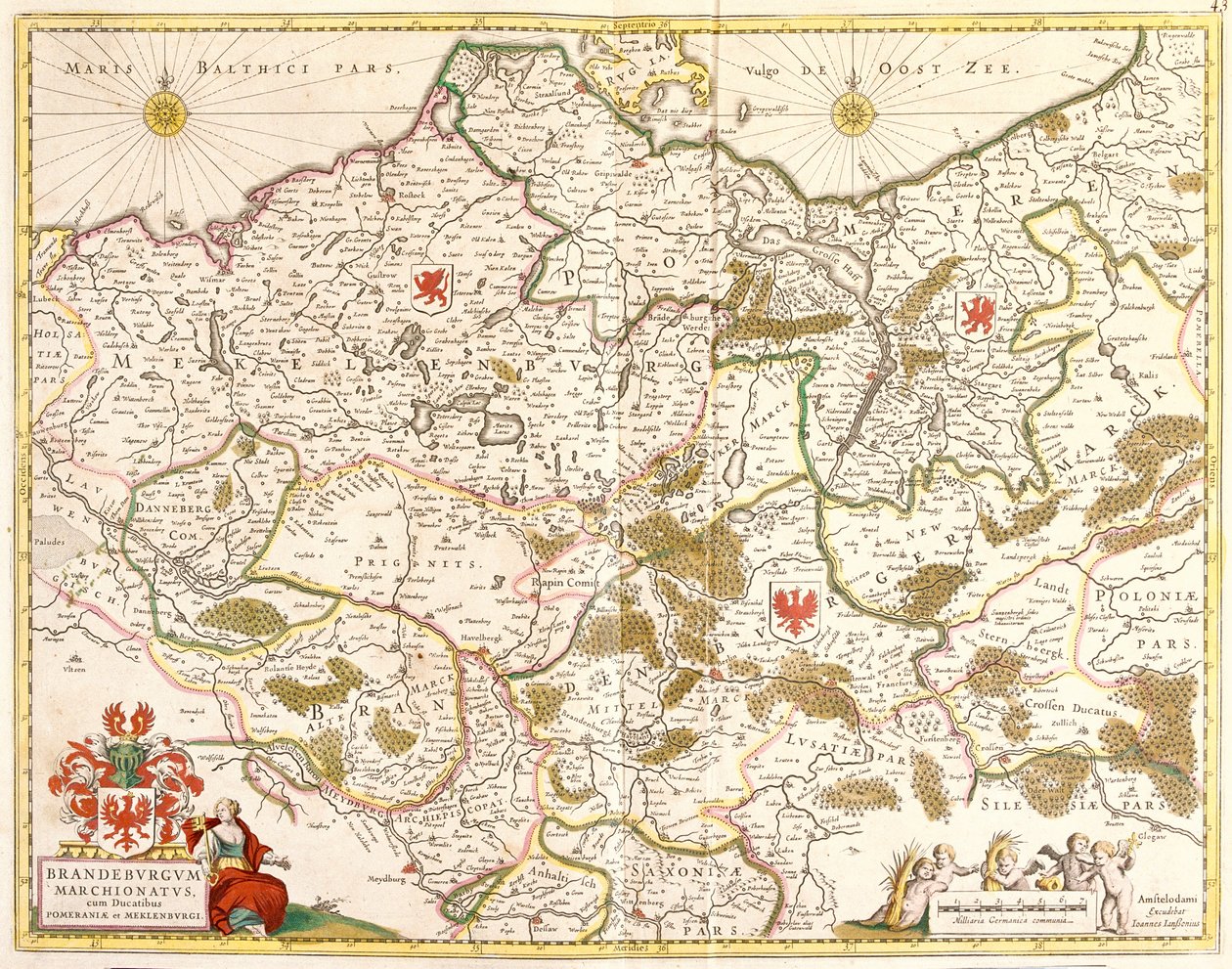 Kartta Brandenburgin (Saksa) markkrahvaattista (etsaus tekijältä Frederick de Wit