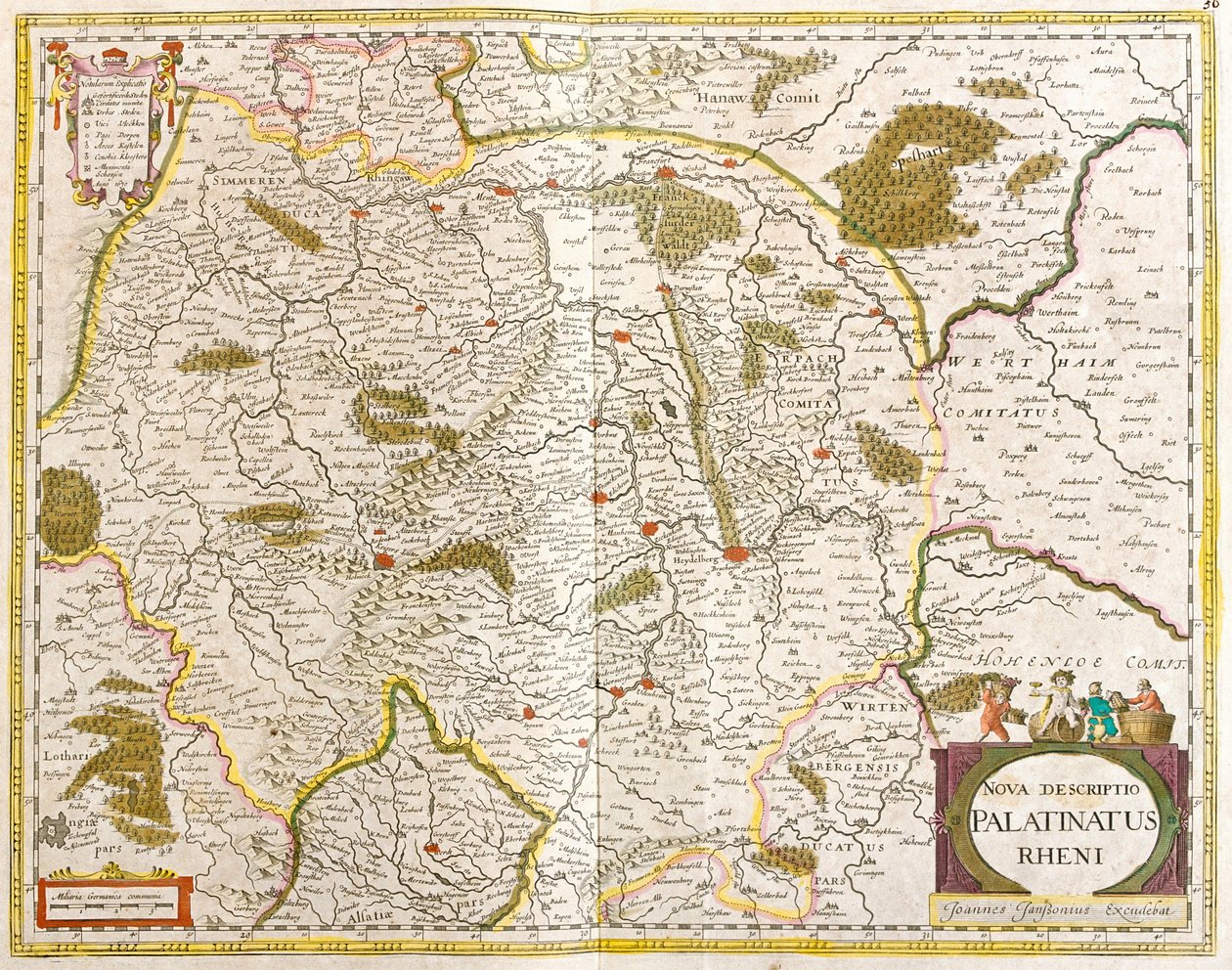 Kartta Pfalz Rhenanista (Saksa) (etsaus tekijältä Frederick de Wit