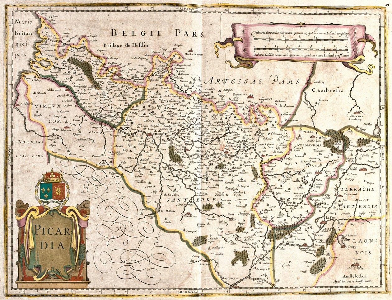 Picardien maakunnan kartta (Ranska) (etsaus tekijältä Frederick de Wit