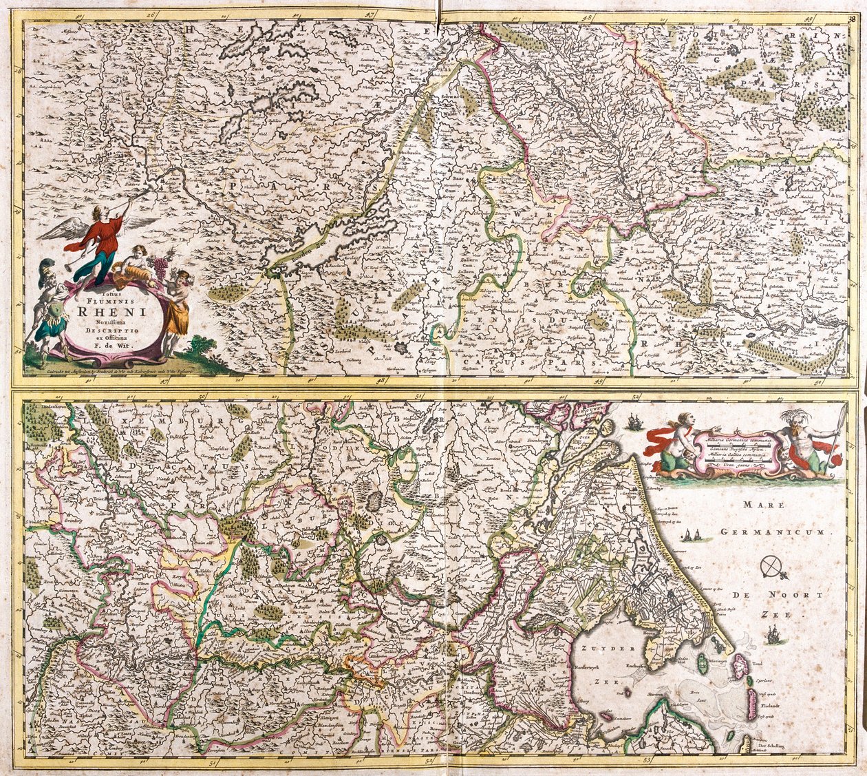 Rhenanien kartta (Saksa) (etsaus tekijältä Frederick de Wit