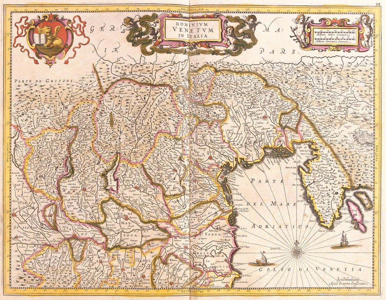 Kartta Venetsian alueista Italiassa (etsaus tekijältä Frederick de Wit