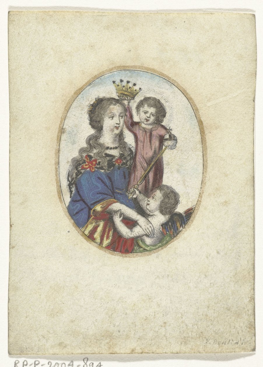 Madonna lapsen ja enkelin kanssa soikeassa tekijältä Frederik Bouttats (de Jonge) (attributed to)