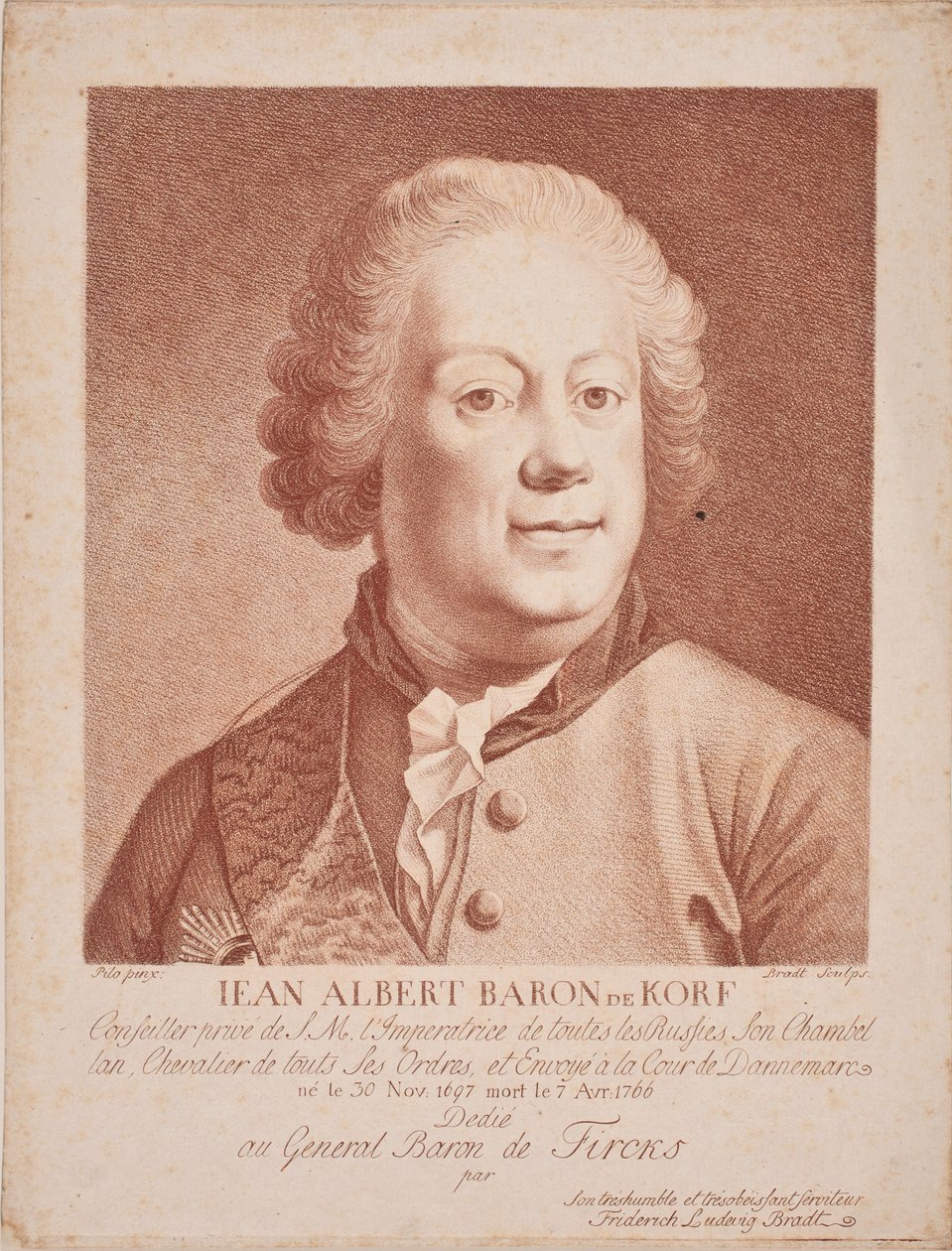 Paroni Johann Albrecht von Korffin muotokuva 1697-1766, 1700-luvun puoliväli. tekijältä Frederik Ludvig  Bradt