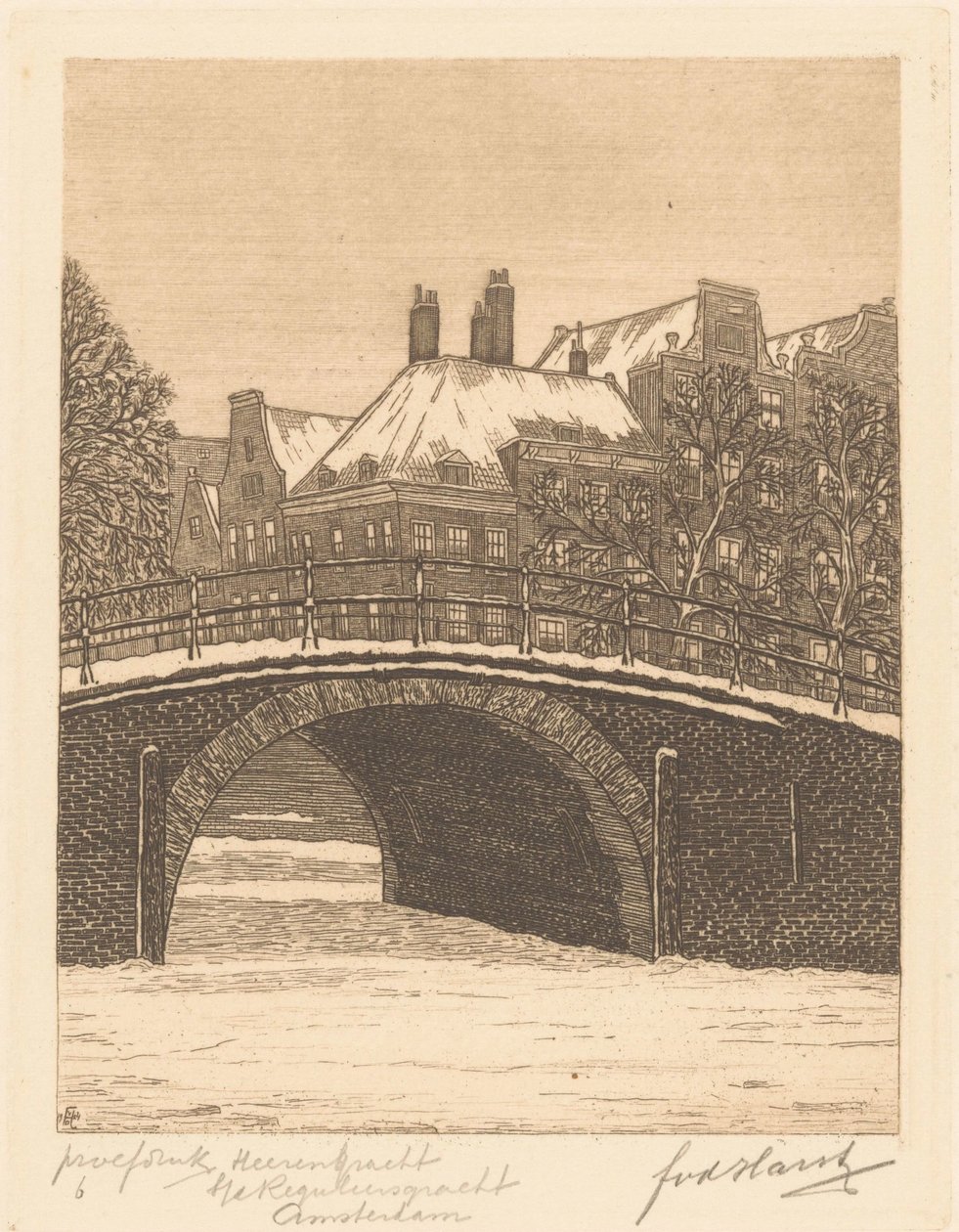 Heerengracht Reguliersgrachtissa, Amsterdamissa (alkuperäinen nimi esineessä) tekijältä Frederik van der Harst (signed by artist)